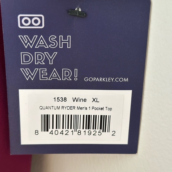 NWT Parkley Men’s Scrub Top Quantum Ryder One Pocket Size XL Color Wine - Picture 3 of 7